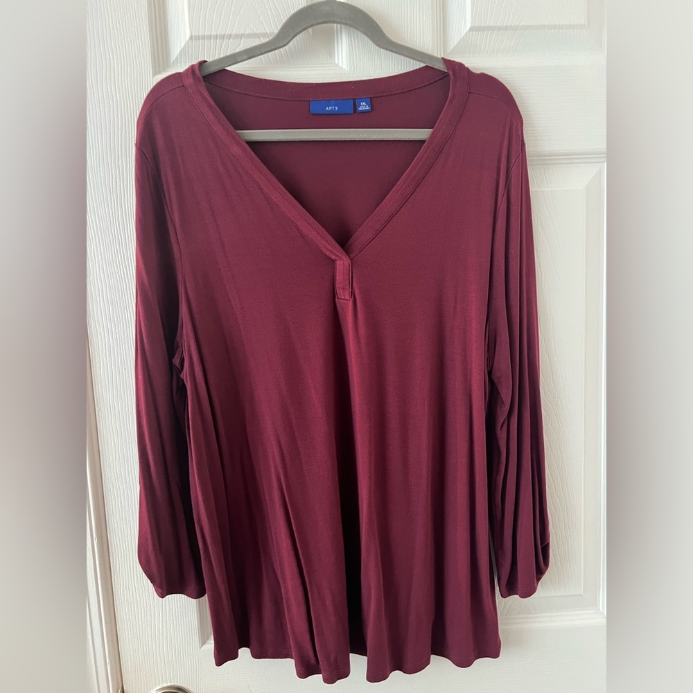 Brand New Never Used APT.9 XXL Burgundy Top 95% Rayon 5% Spandex